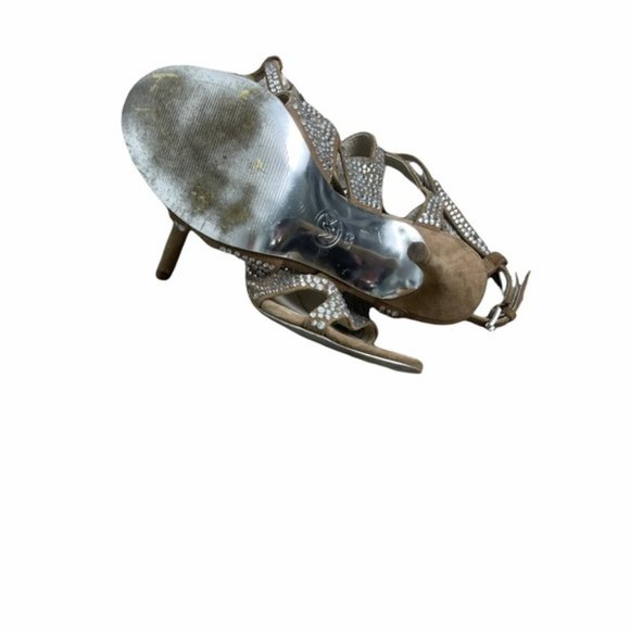 MICHAEL Michael Kors Jeweled Bling Strappy Brown Suede Slingback Stiletto Size6M - Picture 8 of 11